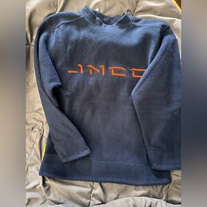 JNCO Navy Blue Fleece Pullover Medium Large 90’s Hard to Find